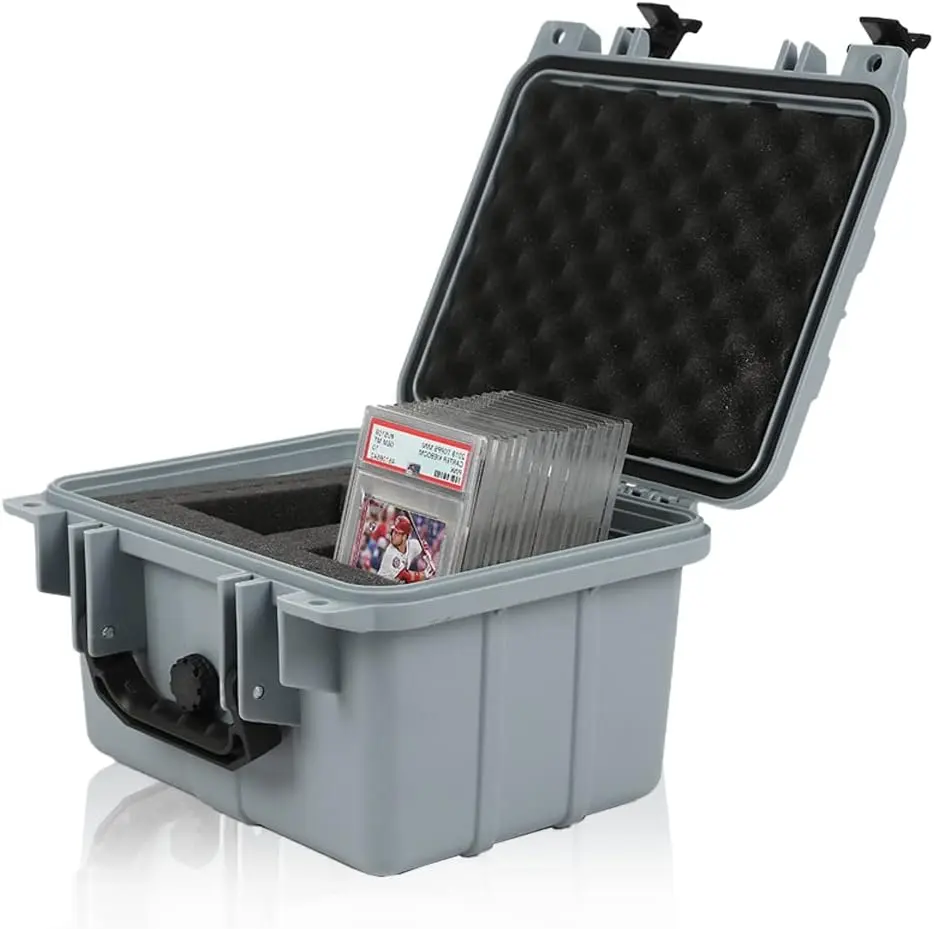 Graded Card Storage Box Compatible with BGS PSA SGC FGS Weatherproof Graded Sports Trading Cards(Small, Gray)