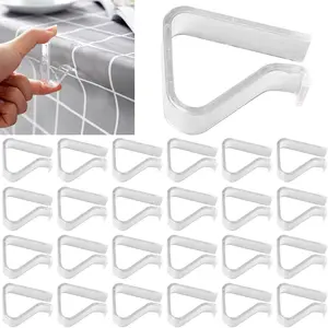 24 Pieces Transparent Clear Tablecloth Clips, Plastic Table Cloth Clips,Windproof Table Cover Holder Clamps,Table Cloth Holder for Christmas Home Wedding Party Indoor Outdoor Camping Picnic