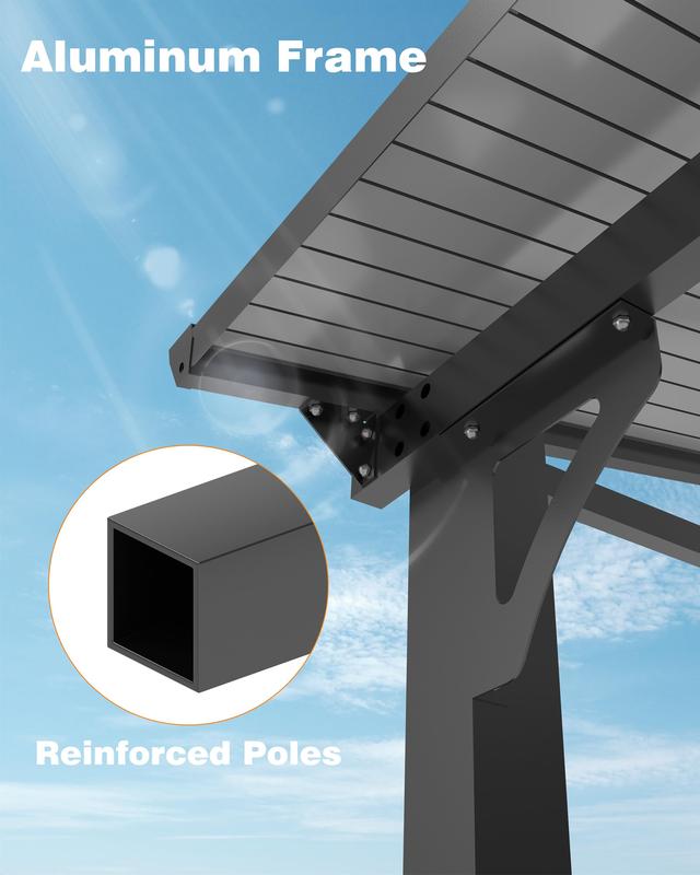 GARVEE 12' x 20' Gazebo, Hardtop Wall Mounted Gazebos Pergola, Outdoor Free Standing Lean to Gazebo Pergola with Metal Frame, Large Wall-Mounted Heavy Duty Awnings for Deck, Porch, Patio, Backyard