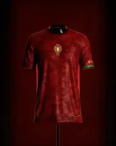Premium Portugal Ronaldo #7 Soccer Jersey – Black Gold Football Shirt, Breathable Athletic Sportswear, Fan Collection Top for Men Women