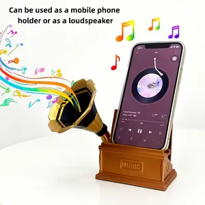 Smartphone holder with speaker function，Universal Desktop Phone Holder with Sound Enhancement， Desk Decor Craft Item, Uncharged, with Lightweight Design for Home and Office Use，Music Lovers，phone stand，3D printing，Christmas gifts，Retro phone holder
