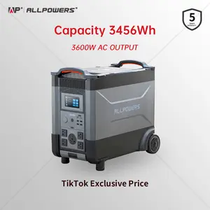 ALLPOWERS R4000 Portable Power Station,3456Wh LiFePO4 Solar Generators,3600W AC Output x4,1.2Hrs Fast Charge,For Home Use RV Travel Outdoor Camping