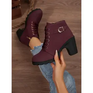 Women's Round Toe Platform Ankle Boots, Faux Fur Design, Fashion Short Boots for Outdoor & Commuting, Fall Winter Style, Casual Ankle Boots, Winter Boot Shoes