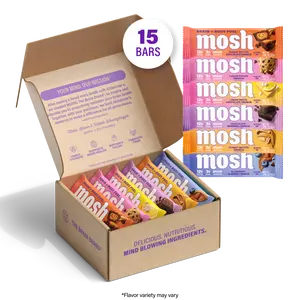 MOSH Best Sellers Variety Pack - 15 High Protein Bars, Protein Snacks, Lower Sugar, High Fiber, Keto-Friendly, Gluten-Free, 6+ Brain Nutrients (Including Cognizin), Mission-Focused, Gives Back, Ideal for Cupboard Storage