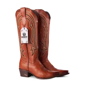 Lira WR Cristal – Genuine Leather Cowboy Boot for Women in Mahogany Color | Marie RT Last | Leather Sole