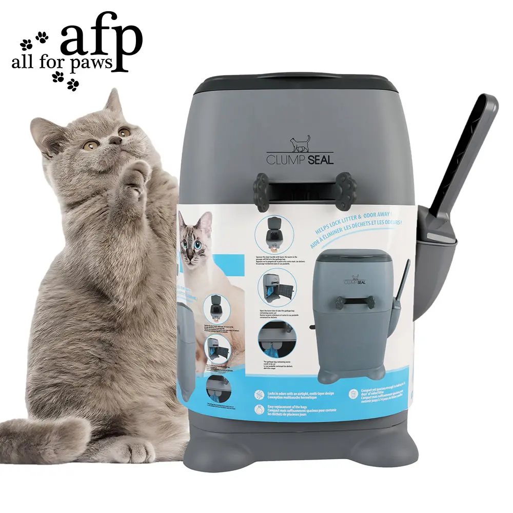 Allforpaws Cat Litter & Pet Waste Disposal System - Airtight Odor-Locking Trash Can Pail with Magnetic Scoop, 1-Handed Operation for Cats & Multi-Pet Homes