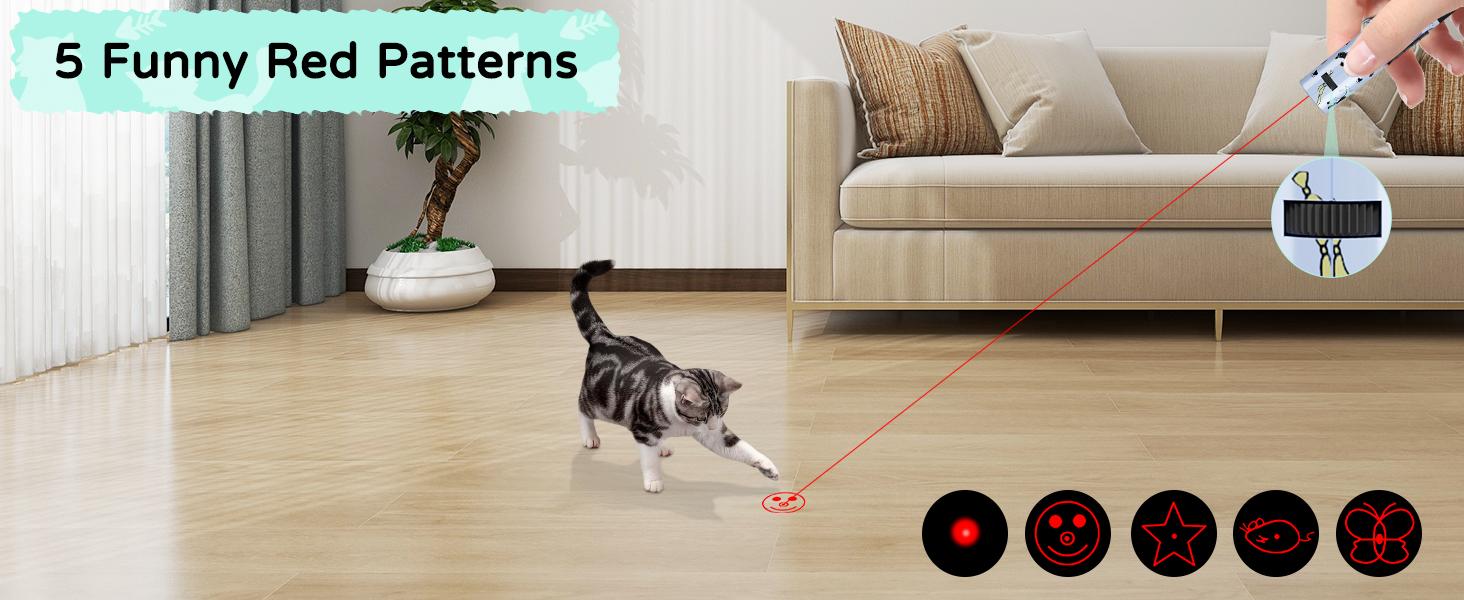 TBTeek Cat Toy, Battery Screen, Cute Fun Creative Body, Rechargeable, 7 Adjustable Patterns, Interactive Kitten Pet Dog Chase Toy for Fun Chase Play Exercise (1pcs)