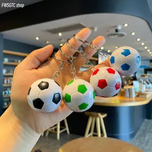 2026 newly arrived mini 3D soccer ball keychain available in multiple colors. Adopting glossy surface and durable metal ring, it can be hung on car keys and backpacks. Nice decorative ornament and ideal gift choice for sports enthusiasts.