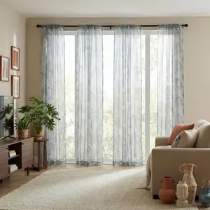 Curtain Vibes 4Pcs 52x84 Inch Rod Pocket Curtains, Printed Terelon Fabric with Four Different Patterns, Stylish Window Drapes for Bedroom, Living Room and Home Decoration L1002 sheer curtain silhouette