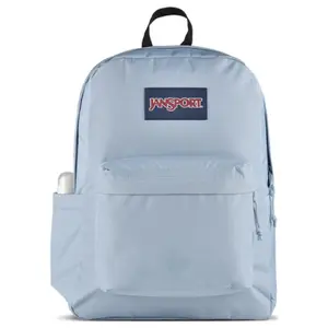 JanSport 4QUE Series Laptop Compartment Backpack in Polyester, Unisex Design with Haze Blue Color.