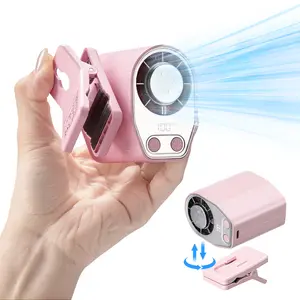 【Summer Wins】Joytutus Car Clip-On Fan, Car Accessories, Portable Fan with LED Display, 360° Rotation, 100-Speed Stepless Adjustment, USB-Rechargeable Charging Button , Cars Accessories