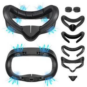 4-In-1 VR Accessories Kit for Meta Quest 3s, Compatible Facial Interface, Replaceable Ice Silk Lycra Mask, PU Leather Face Pad