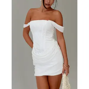 Joslyne Off Shoulder Corset Mini Dress White