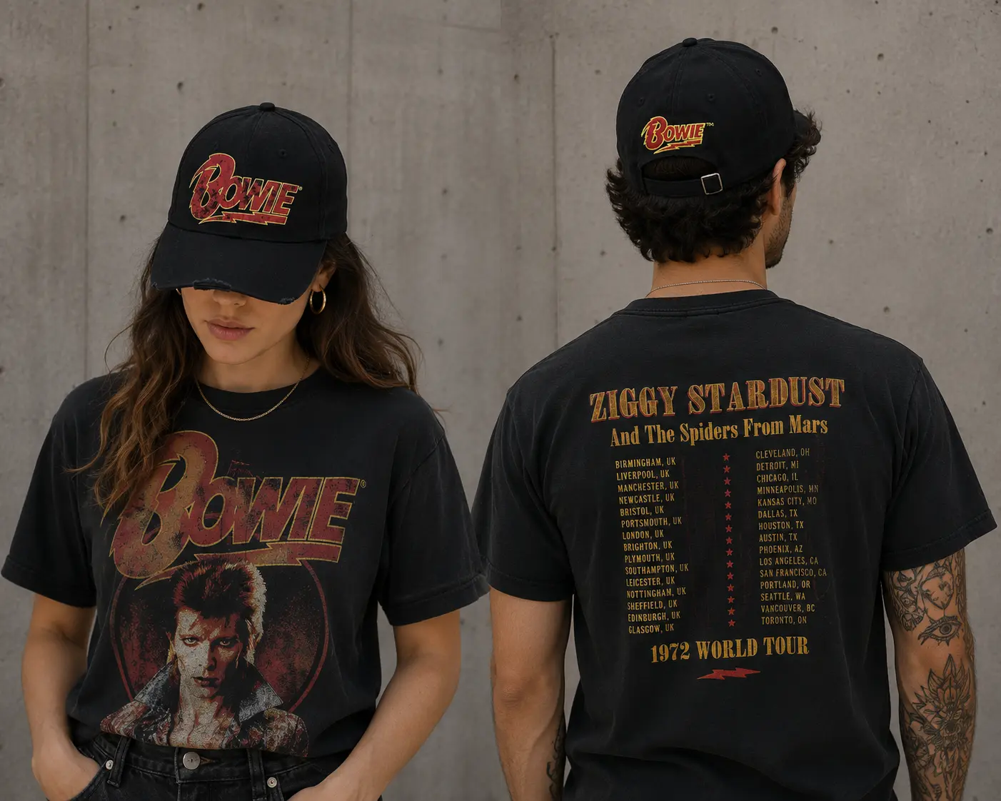 David Bowie Unisex Baseball Cap, Black with Flash Logo