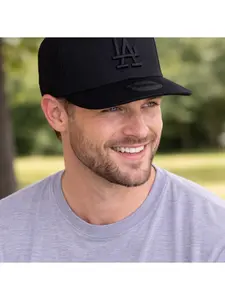 LA Dodgers All Black Baseball Cap – Tonal Embroidered Logo, Curved Brim Snapback Hat Casual Urban Style