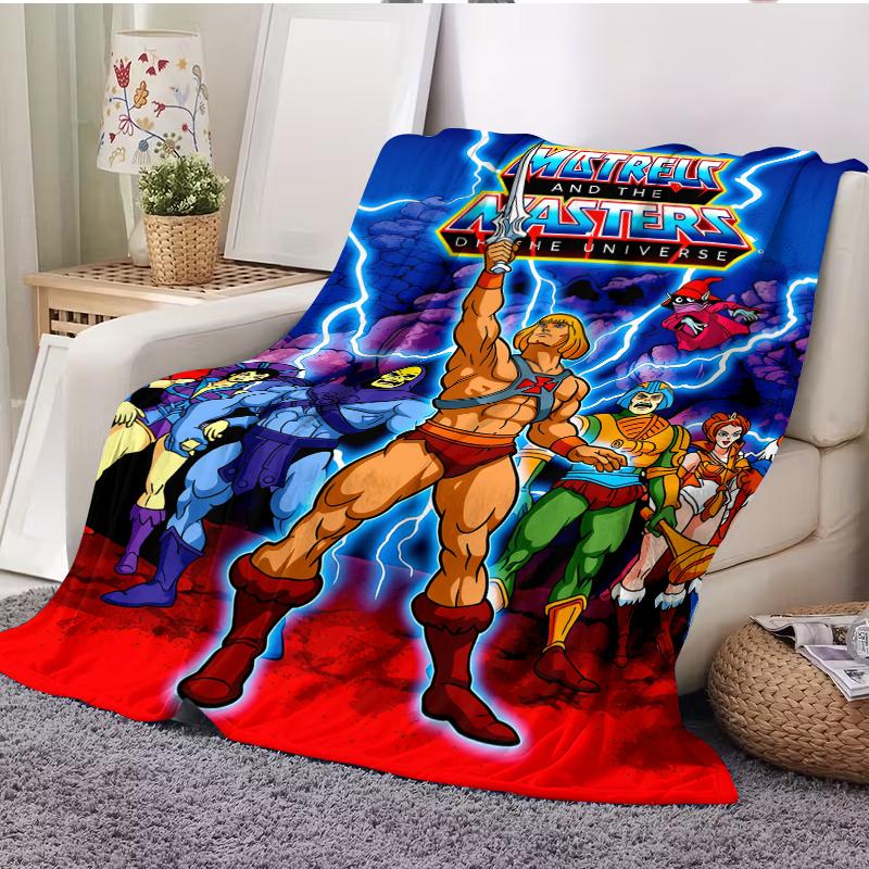 Countdown Sale!Masters of The Universe Anime Flannel Blanket Retro Cartoon Anime He-Man Flannel Suitable for use in offices, sofas, and travel settings, etcSuitable for all four seasons A gift suitable for fans, friends and children