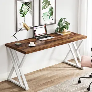 Tribesigns Writing Computer Desk, 55 inch Heavy Duty Study Desk with Z-Shaped Metal Leg, Modern Simple Home Office Computer Desk