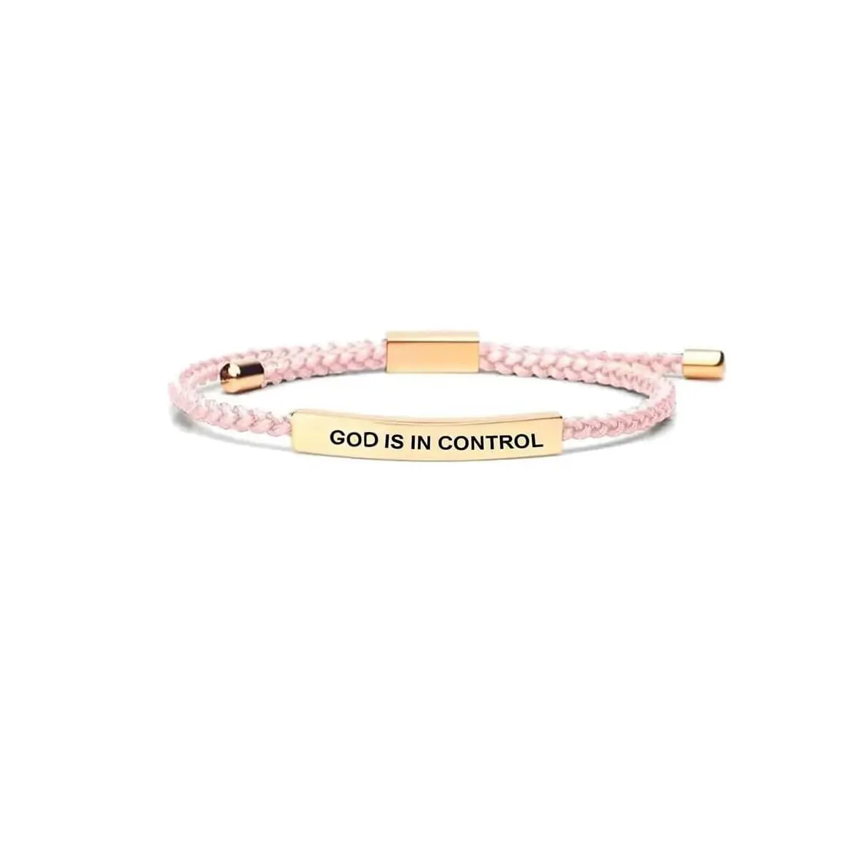 Women's Handmade Christian Faith Name Bangle - Adjustable Stainless Steel Letter-Braided Bracelets for Women, Geometric Design with "God Is In Control" Message, Daily Wear Inspirational Stainless Steel Jewelry, Christmas Mom Gift