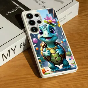 Cute Turtle Phone Case for SAMSUNG S22/S23/24/25/ULTRA/PLUS  Matte Magnetic Phone Case Wear-resistant and anti-scratch Lightweight feel Acrylic Wireless Fingerprint Smartphone