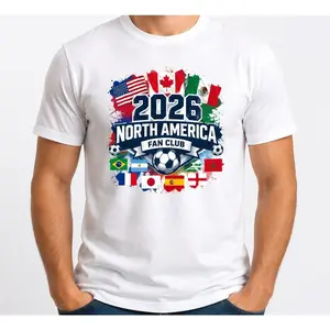 Men's 2026 North America Fan Club Soccer Graphic T-Shirt, Short Sleeve Athletic Tee