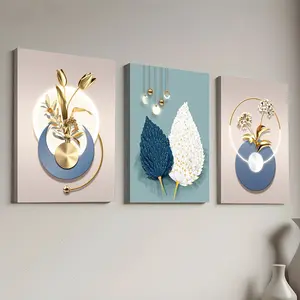 Light Luxury Style Pattern Wooden Frame Canvas Painting, 3-Piece Modern Art Wall Decoration, Home Living Room Bedroom Office Decorative Painting