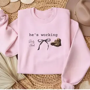 He's Working Blue Collar Sweatshirt, Working Hard, Carpenter, Welder, Lineman, Machinist