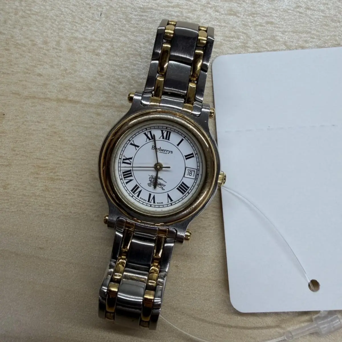 Pre-owned BURBERRY As Shown Shoulder Bags BURBERRYS Two Tone Date Quartz Stainless Steel Watch 14cm 14832