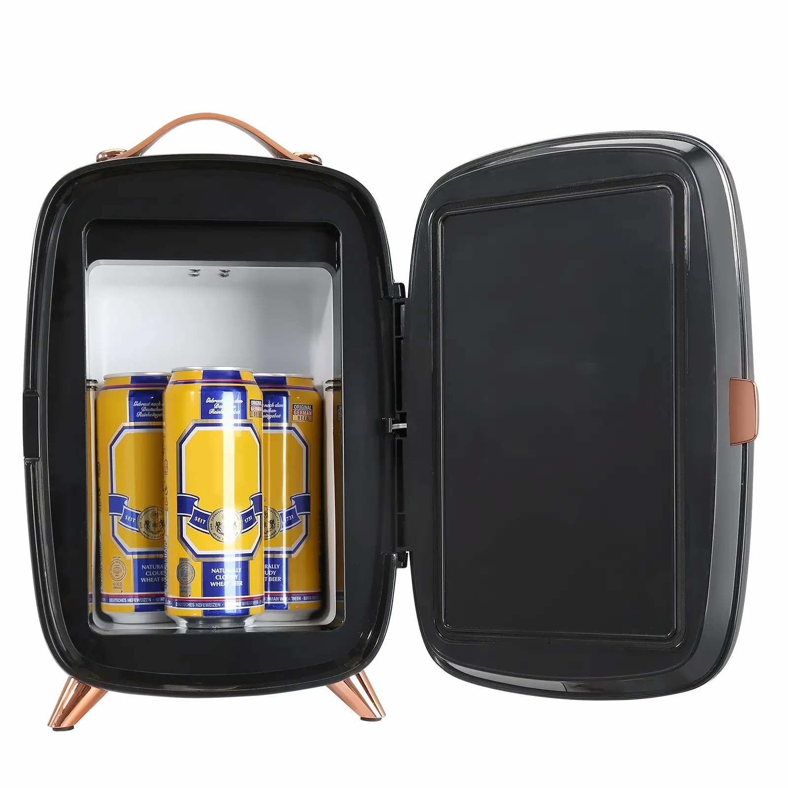 Mini Fridge 6L, Skincare Refrigerator with LED Mirror, Cosmetic Fridge for Bedroom, Dorm & Desktop - Small Makeup Fridge for Skincare, Drinks, Breast Milk - DC USB Powered, Black 6 L Makeup Mirror Panel
