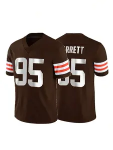 Men's Football Jersey 95 Brown  Embroidered Sports T-Shirt, Fitness Training Casual Short-Sleeved Shirt