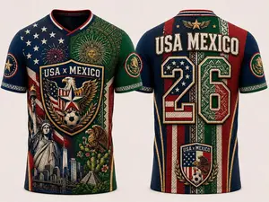USA & Mexico Inspired Sports Shirt – Personalized Name & Number Athletic Top, Binational Heritage Style Apparel, Unisex Cultural Fashion Shirt