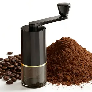 Mini Manual Coffee Grinder: A portable, hand-cranked coffee bean grinder featuring a conical burr design and an ergonomic handle—ideal for use while traveling, camping, or in the office, as well as for preparing espresso and pour-over coffee.
