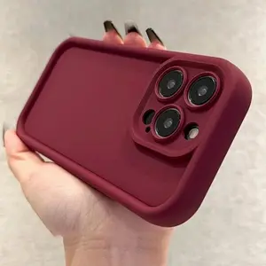 Simple Solid Color Silicone Phone Case For iPhone 17 Pro Max 16 15 14 13 12 11 Cute Candy Camera Protection Shockproof Back Cover