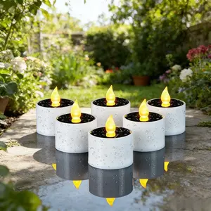 Waterproof Solar Tea Lights, Automatic Lighting From Dusk to Dawn, Reusable LED Tealights for Valentine's Day Decor, Lanterns, Garden, Camping, Home, Outside Lights