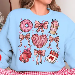 Valentine Coquette Sweatshirt, Light Pink Bow Heart Crewneck, Girly Preppy Love Sweatshirt, Cozy Valentine Gift for Her