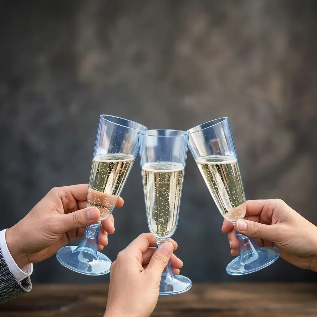 Disposable Plastic Champagne Flutes - 50/100pcs, 5 Oz, 6 Colors (Clear, Gold Glitter, Silver Glitter, Pink, Purple, Blue) - Acrylic Cocktail Cups for Wedding Toasting & Party Drinking (Home/Festive Disposable Tableware)