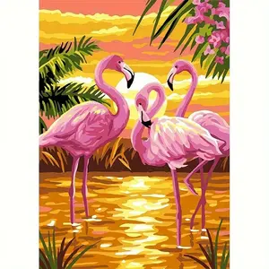 1pc 5D DIY Animal Series, Tropical Flamingo Pattern Full Diamond Art Painting Set, Adult Beginner, Diamond Art Home Wall Decoration Gift, Tropical Artwork