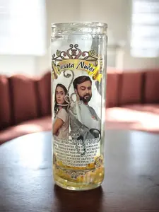 Desata Nudos Gel Candle Untie Knots with Image and Text on Glass Container for Spiritual Devotion to Mary Undoer of Knots Decor Light Ornaments Decoration