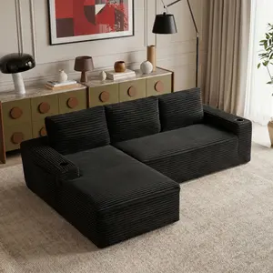 104 Inch Modular Sectional Couch Sofa, Modern Cloud Sofa with Deep Seat,Corduroy Boneless Couches with L-Shape Chaise for Living Room Bedroom,No Assembly Required