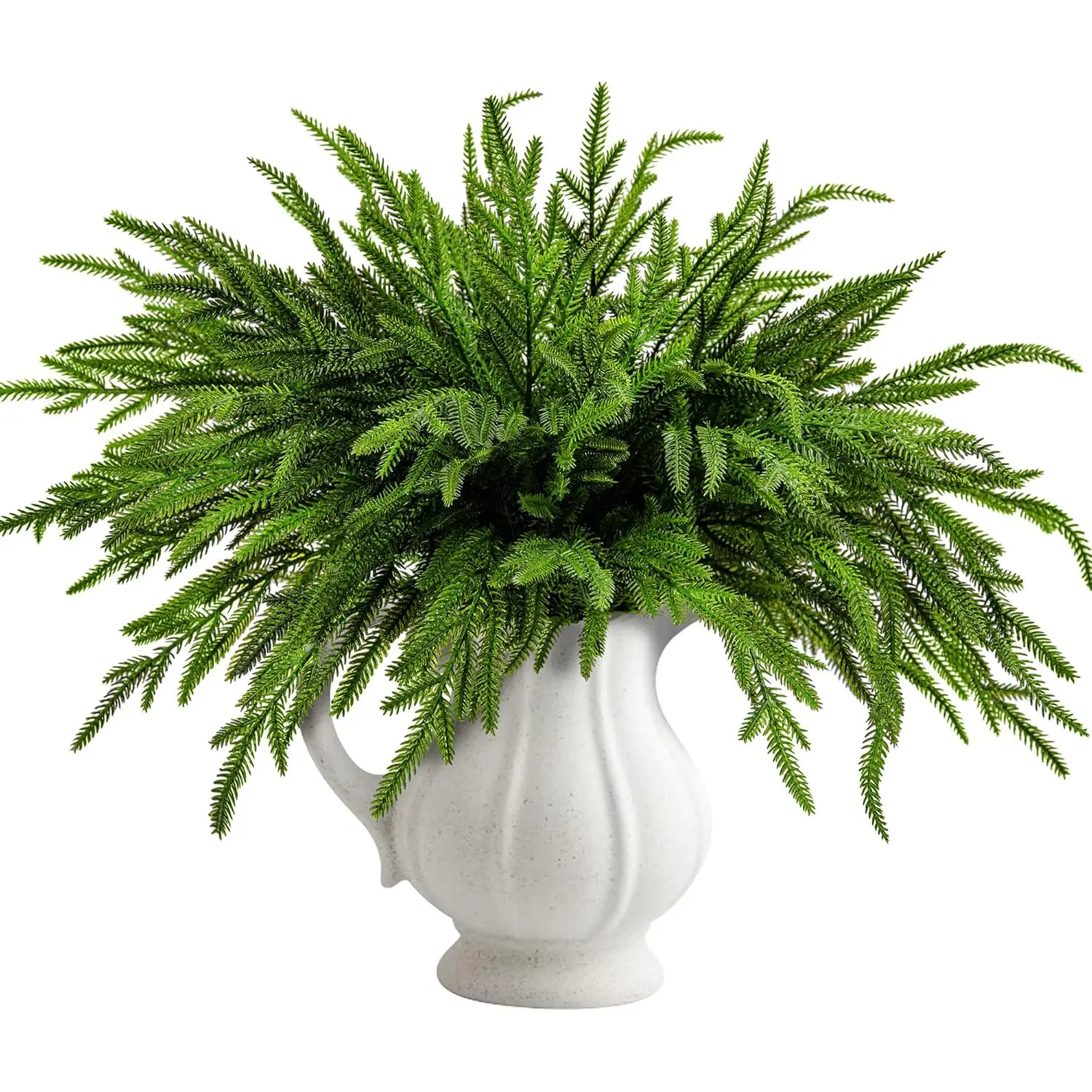 10 Pcs Christmas Norfolk Pine Branches, 19" Extra Length Artificial Xmas Branches Plants Pine Needles, Fake Greenery Norfolk Pines Stems Sprigs for DIY Craft Garland Home Garden Decorative, Lifelike Fake Plant