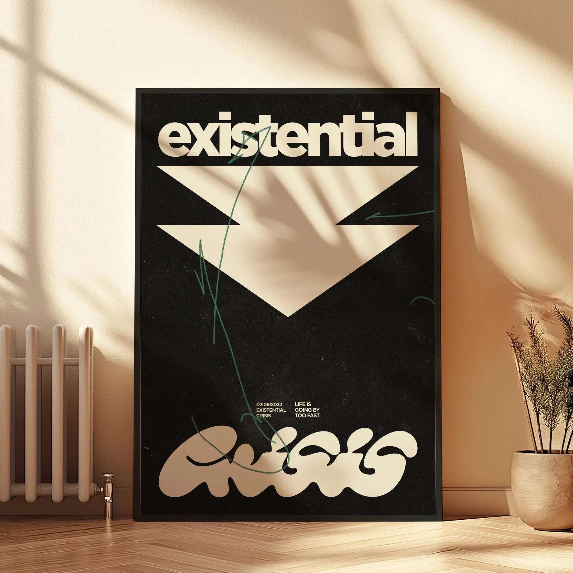 Existential Crisis - Modern Typography & Abstract Shapes Poster - Contemporary Thought-Provoking Minimalist Wall Art - Thoughtful Gift Idea