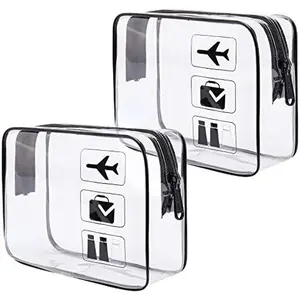 Clear Travel Toiletry Bag, 2 Counts Waterproof Clear Toiletry Bag, Portable Cosmetic Storage Pouch with Zipper for Women & Men, Travel Essentials Bag