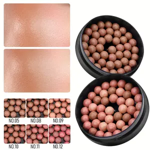 Long Lasting Rolling Blush Shimmer Matte Finish with Brush 3D Glossy Texture for Daily Makeup Rich in Texture，Matte Face Blusher Natural Cheek Tint Soft Makeup Contouring Female Blush Powder Brightens Face Cosmetic, High Durability
