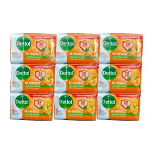 Dettol Re-Energize Antibacterial Bar Soap Pack of 9 - 2X Antibacterial Strength, 100g Each Body Care Skin Care Cleanser Comfort Cleansing (Multiple Options to Choose From)