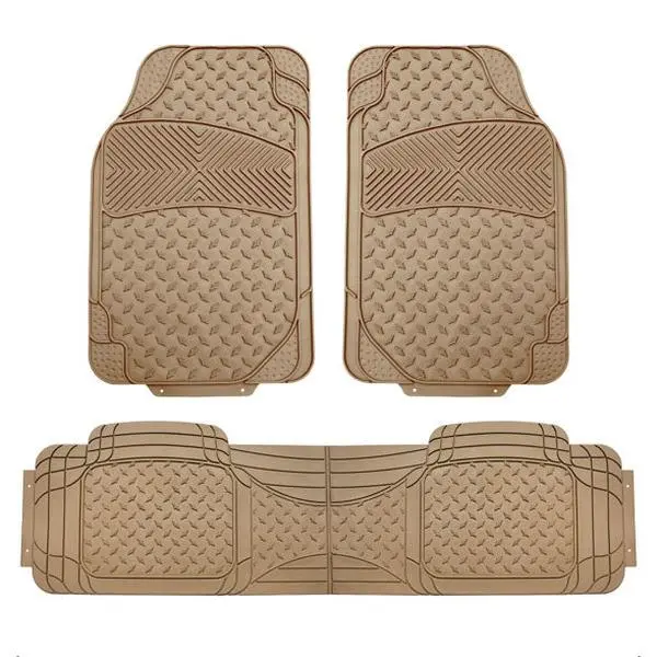 Semi-Custom ClimaProof Trimmable Non-Slip Vinyl Car Floor Mats - Full Set Beige, Automotive Mats, Car Foot Mats