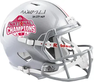 Will Howard Ohio State Buckeyes Autographed 2024 College Football Playoff National Champions Logo Riddell Speed Replica Helmet with "24 CFP MVP" Inscription - Fanatics Authentic Certified
