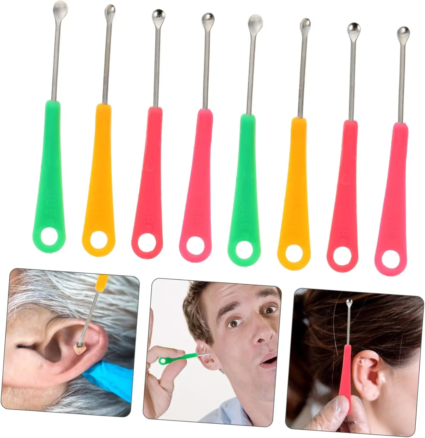 4pcs Stainless Steel Earwax Spoons Anti Ear Cleaning Tools for Safe Daily Use Non-Slip Design Colorful Ear Picks(random color)