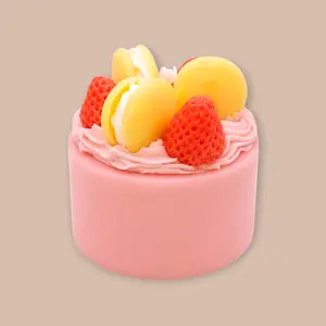 Macaron Cake Candle XL Size Hyper-realistic with Strawberries & Buttercream Details Soy wax Lead-free Cotton Wick 40 Hours Burn Time Perfect for Kitchen Styling & Luxury Gifting