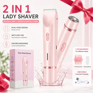 Mother's Day Gift, Electric Hair Trimmer for Women, 2 in 1 Body & Facial Hair Removal Double Head Trimmer for Face Underarm Legs, Gifts for Girl, Women's Electric Shaver, Bikini Shaver for Women, Rechargeable,Dual-Head,Bikini,Trimmer tiktokshopspringglowu