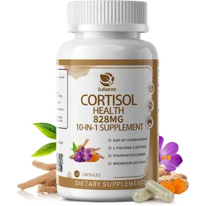 10 in 1 Cortisol Support Supplement with KSM66 Ashwagandha L Theanine Magnesium Glycinate Saffron Stress Mood Sleep Support 120 Capsules