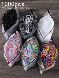 1000 Mini Disposable Hair Ties, Spring Macaron Colors & Classic, High Elasticity Strong Stretch, Women's Cute Hairstyles Accessories